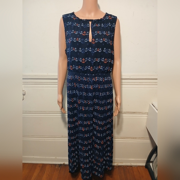 Maison Jules Nautical Anchor Maxi Dress XL - Picture 1 of 7